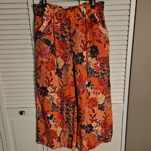 LOFT VIBRANT FLORAL WIDE LEG PANTS sz L